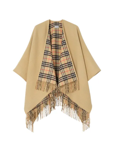 Burberry reversible fringed cape Neutrals 8122805