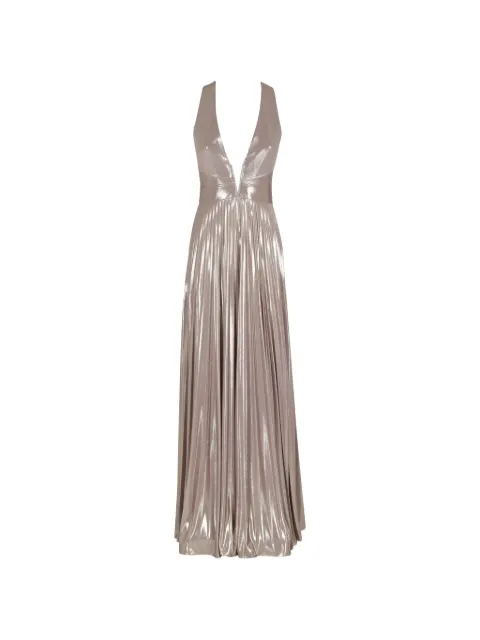 NISSA pleated metallic maxi dress Neutrals RS16529