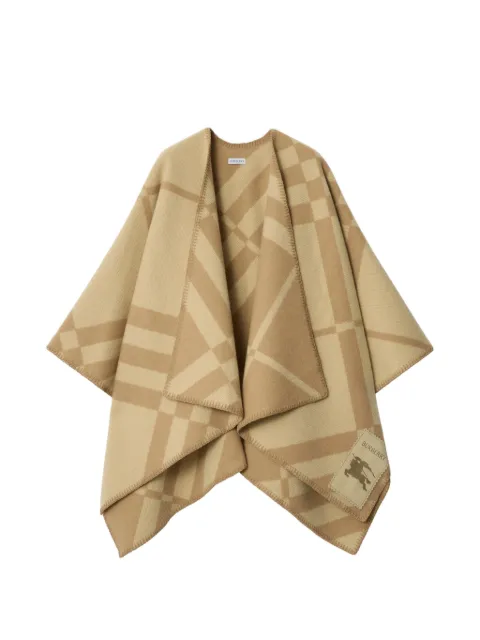 Burberry check wool cashmere cape Neutrals 8120228