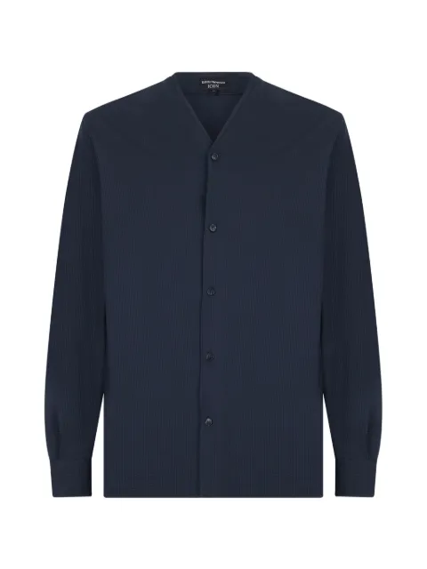 Emporio Armani icon buttoned v-neck shirt Blue EM005464AF22051