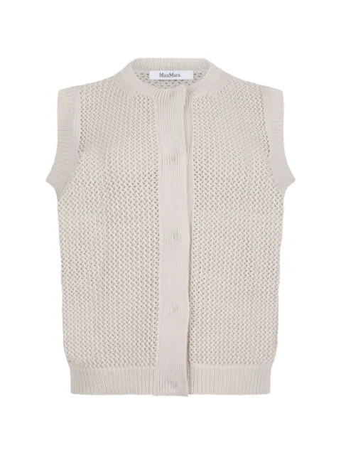 Max Mara Nome open knit button vest Neutrals 2611351018600