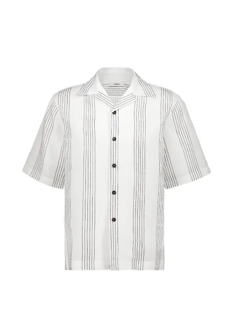 COMMAS striped camp-collar shirt White C021K