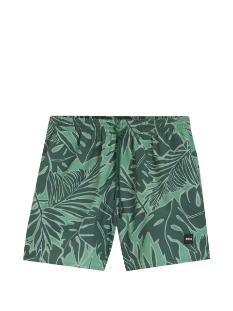 BOSS leaf-print swim shorts Green 50508844