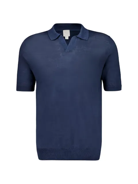 120% Lino Marine V-neck T-shirt Blue 33ALIM39F3G474700