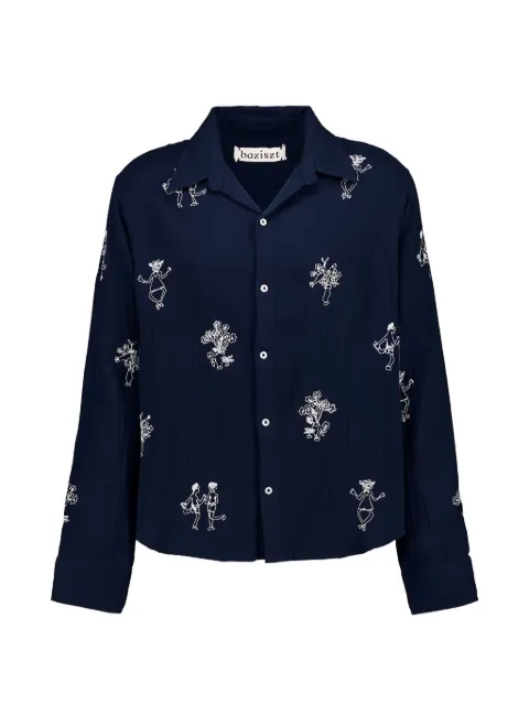 Baziszt embroidered button-up shirt Blue BZPS26SR44012