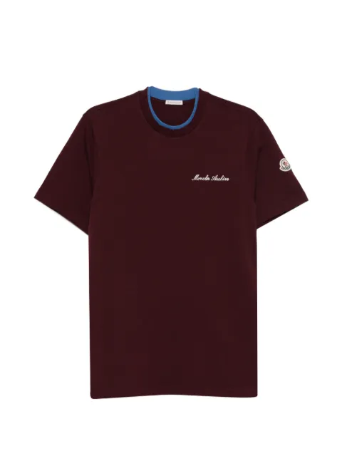 Moncler logo embroidery T-shirt Purple L10918C0001589AYY