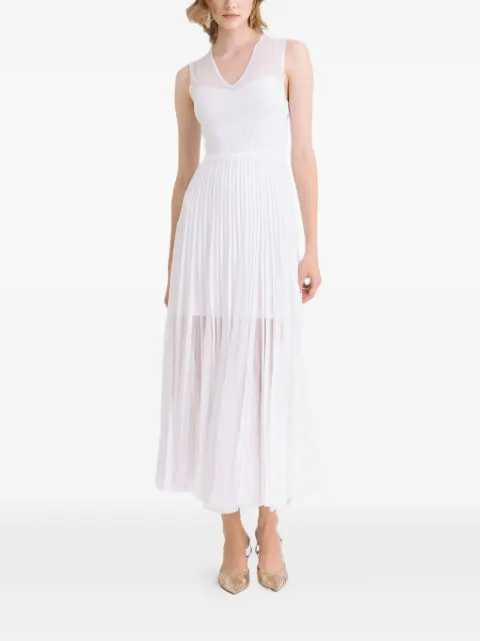 Gemy Maalouf V-neck pleated midi dress White LPS247015MD