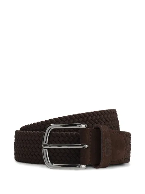 BOSS woven belt with suede trims Brown 50537169