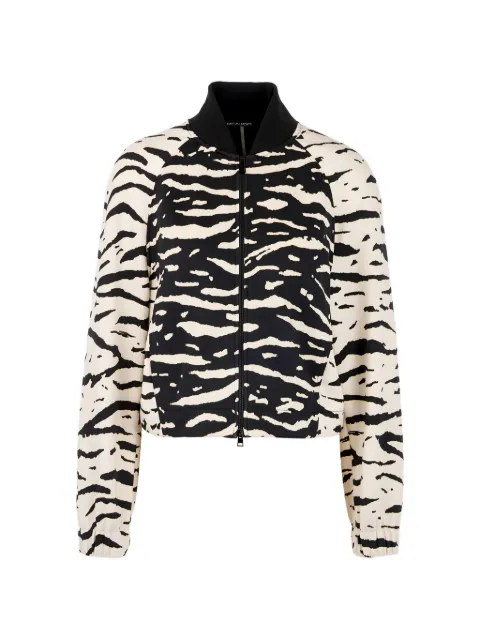 MARCCAIN zebra-print zip jacket Black AS3104J03