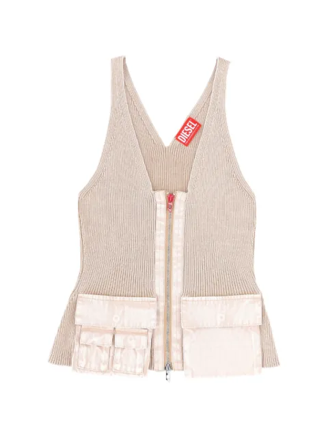 Diesel V-neck pocket cotton top Neutrals A216170QMAN