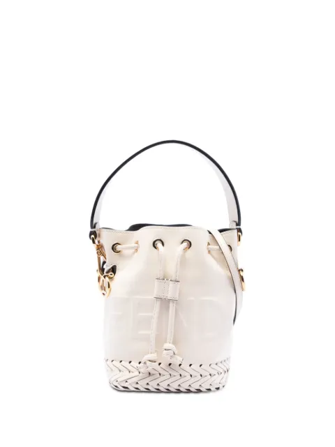 Fendi Pre-Owned 2010-2026 Mini Embossed Leather Whipstitch Mon Tresor Bucket Bag satchel White EDKN23VNS7OIWYND