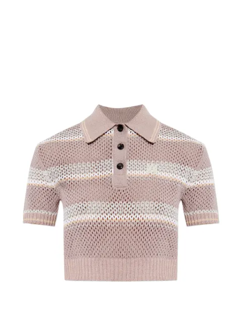 AMIRI Ma stripe crochet polo Pink AWTOKN1028