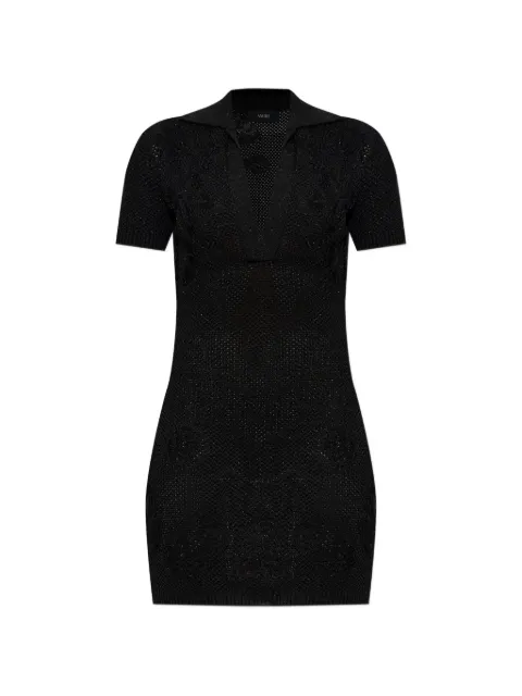 AMIRI floral crochet polo mini dress Black AWTOKN1043