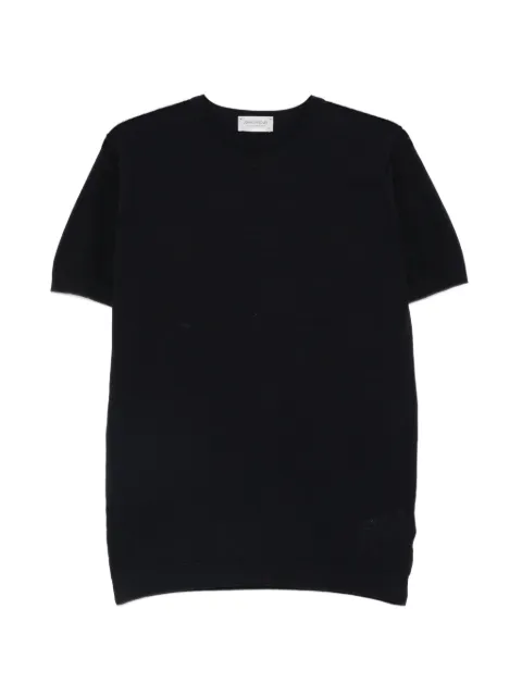 John Smedley pique-knit ribbed-trim T-shirt Blue PARKPIQUERIBS