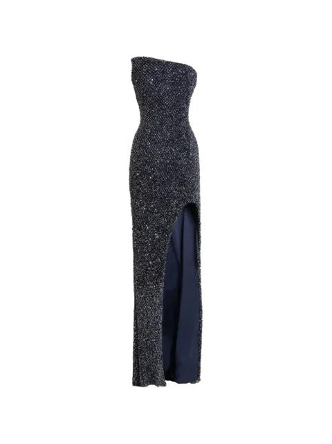 Gemy Maalouf strapless beaded asymmetric dress Blue GMW236809LD
