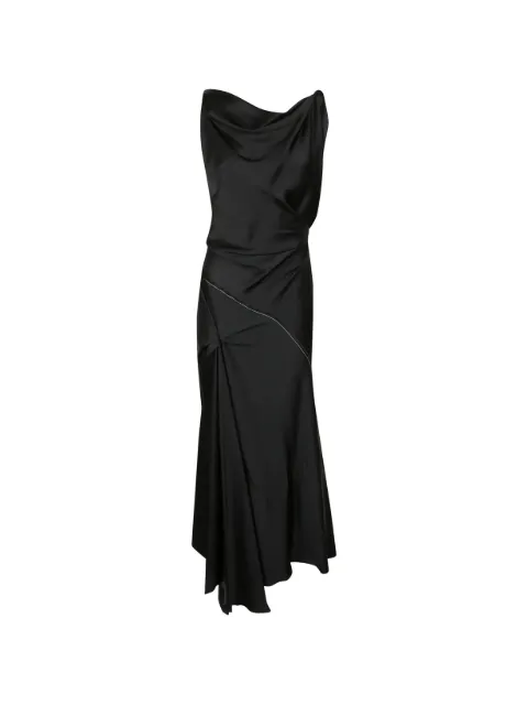 Victoria Beckham V-neck ruffle midi dress Black 1125WDR006029A