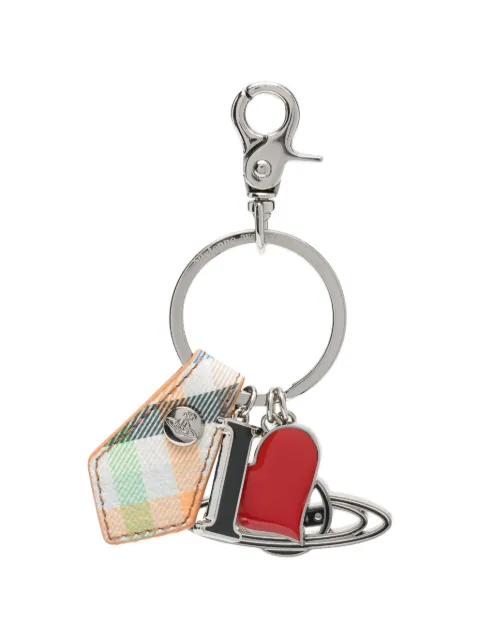 Vivienne Westwood I Love Orb tartan keyring Silver 8203011EUS001S