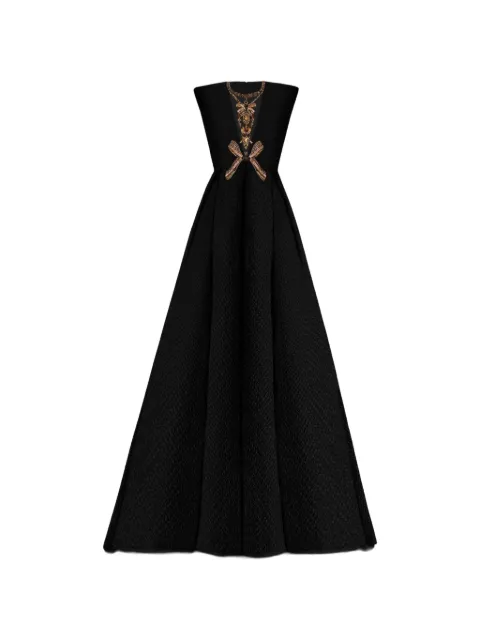 Gemy Maalouf structured-shoulder maxi dress Black GMW257362LD