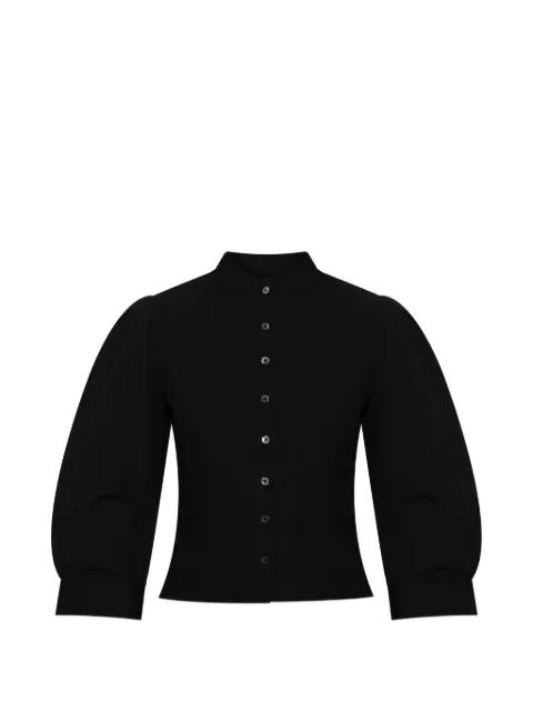 AllSaints Maud button-fastening puff-sleeve top Black W023PE