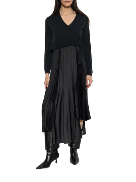 AllSaints Lucille pleated asymmetric dress Black W215DE