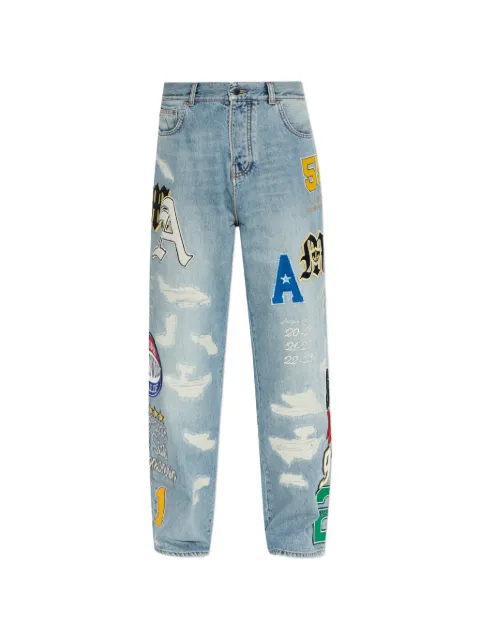 AMIRI varsity patch baggy jeans Blue AMBMJE1020