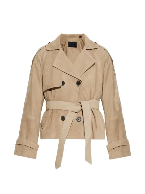 AllSaints Reed cropped suede trench jacket Neutrals W006LE