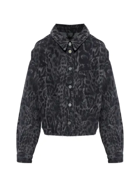 AllSaints Nicky leopard-print denim jacket Black W121PE