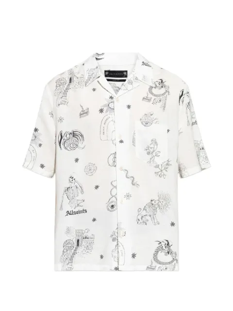 AllSaints Terra printed chest-pocket shirt White M049SE
