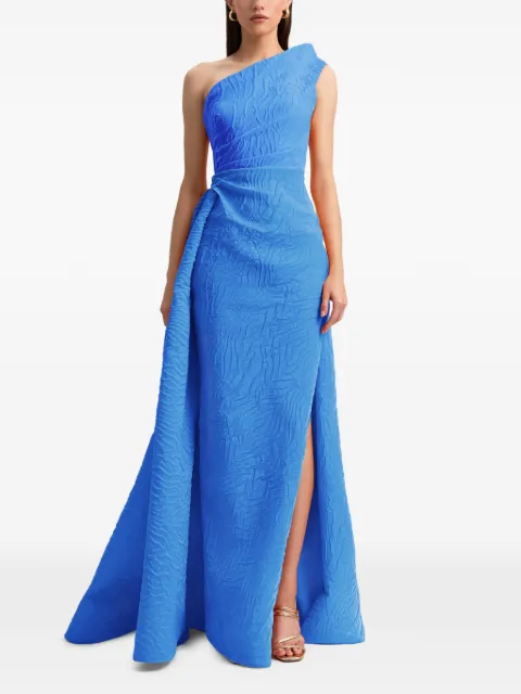 Gemy Maalouf one-shoulder draped maxi dress Blue GMSS257470LD