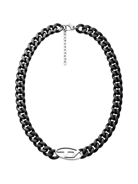 Diesel logo-charm chain necklace Black DX1610931