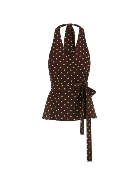 P.A.R.O.S.H. polka-dot tie top Brown D313363SBILLO808