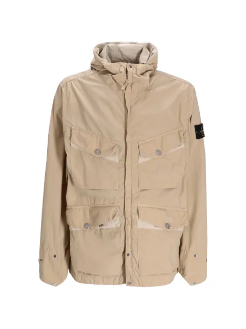 Stone Island flap-pocket hooded parka Neutrals K2S15Q100014S0042