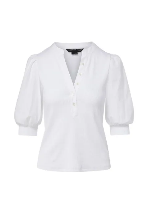 Veronica Beard Coralee balloon-sleeve V-neck top White JXXXXJY0200831