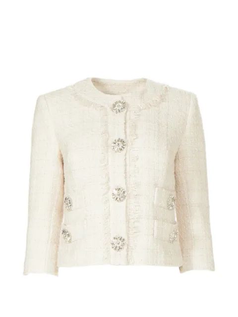 Costarellos Macie crystal-button cropped jacket Neutrals PF2545