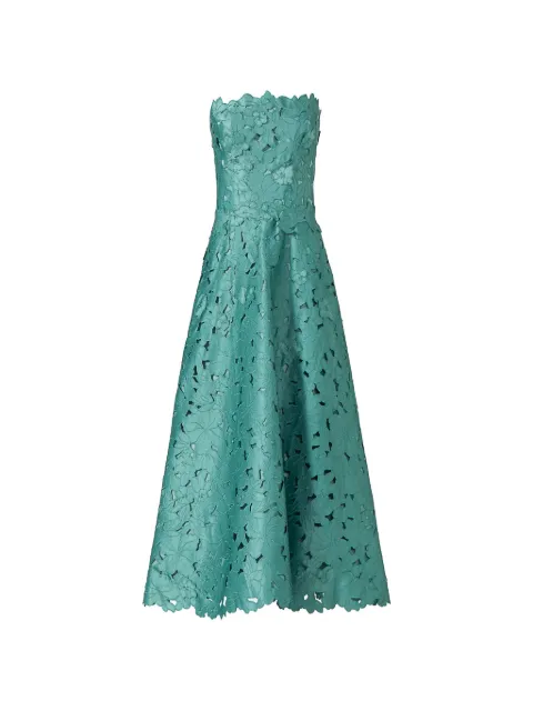 Costarellos Vella floral-cut strapless A-line maxi dress Green PS2610