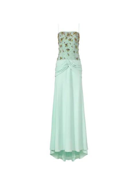 Costarellos Nissa knot-detail embroidered tulle gown Green PS2640