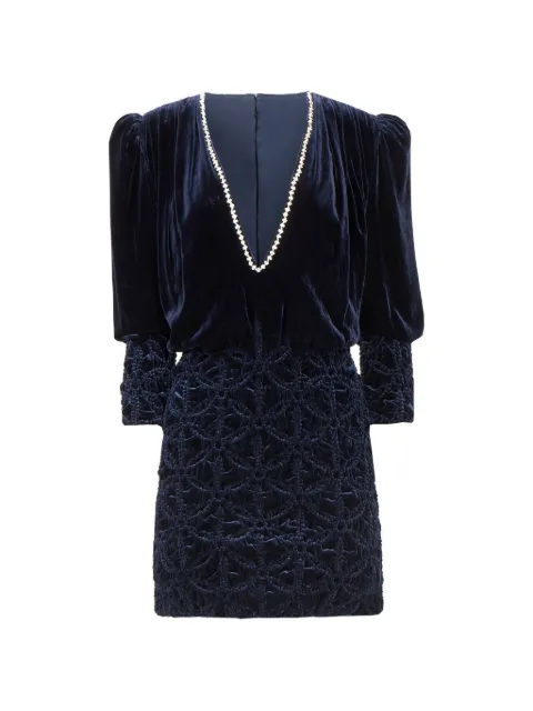 Costarellos Astara crystal-embellished velvet mini dress Blue FW2546