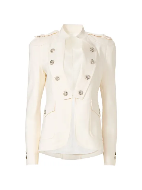 Costarellos Elen crystal-button epaulettes blazer Neutrals PS2674