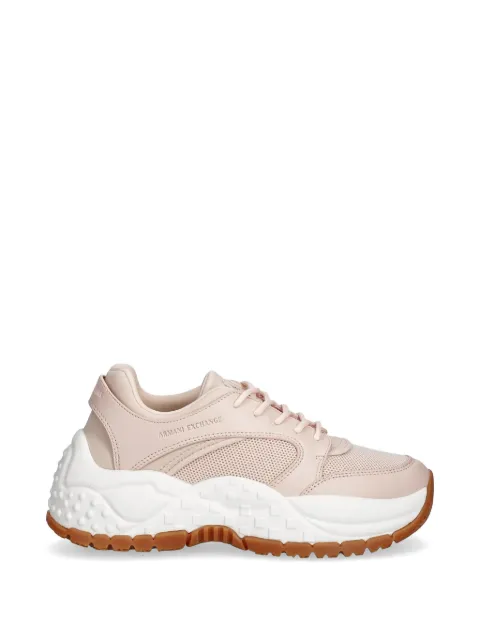 Armani Exchange lace-up textured sneakers Neutrals XW002227AF21430
