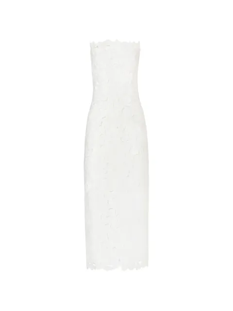Costarellos Astelle floral-cut strapless midi dress White PS2612