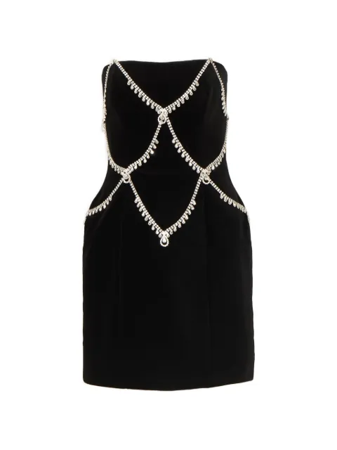 Costarellos Novee velvet crystal-embellishment mini dress Black FW2560