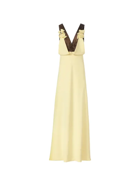 Costarellos Janessa lace floral-appliqué gown Yellow PS2633