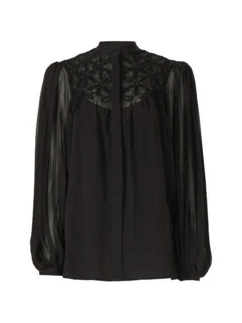 Costarellos Lorcan smocked long-sleeve blouse Black FW2552