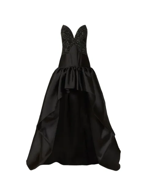 Costarellos Thara crystal-appliqué high-low asymmetric dress Black PS2671