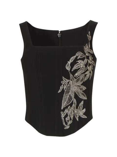 Costarellos Jaxine appliquéd crepe bustier Black PF2526