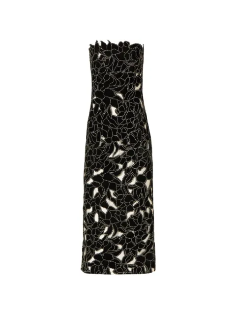 Costarellos Nellia floral-cut strapless midi dress Black FW2557