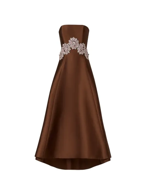 Costarellos Bria crystal-embellished strapless asymmetric dress Brown PS2670