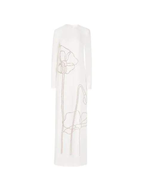 Costarellos Zarie crystal-flower maxi dress White PS2630