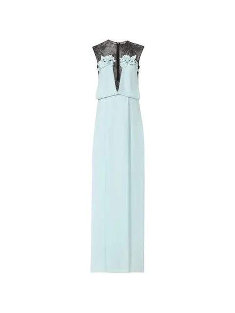 Costarellos Liora chantilly-lace floral-appliqué maxi dress Blue PS2632
