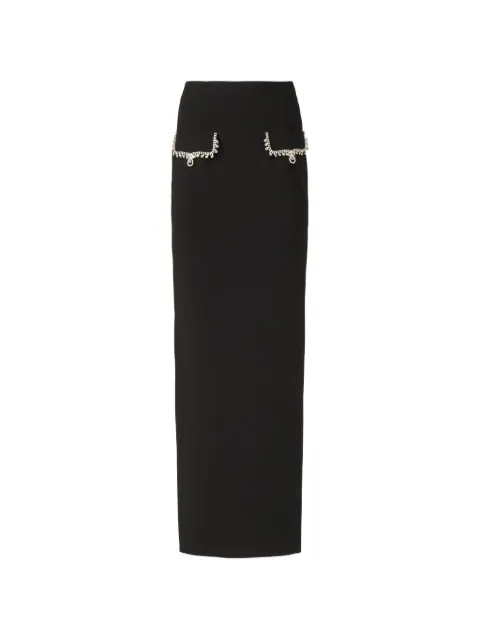 Costarellos Stara crystal-chain pencil maxi skirt Black FW2538